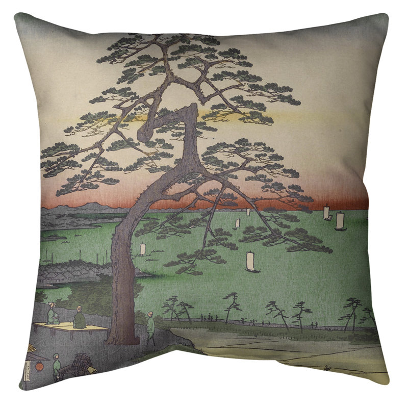 Coussin Utagawa Hiroshige Armor, 28 po x 28 po, Vert