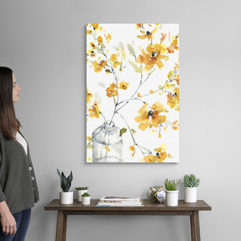 «Happy Yellow 06» par Lisa Audit - reproduction d'art, H 36 po x l 24 po x P 1,25 po, Toile tendue