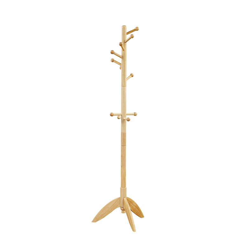 Portemanteau en bois, portemanteau avec 11 crochets pour l'entrée, la maison, Naturel