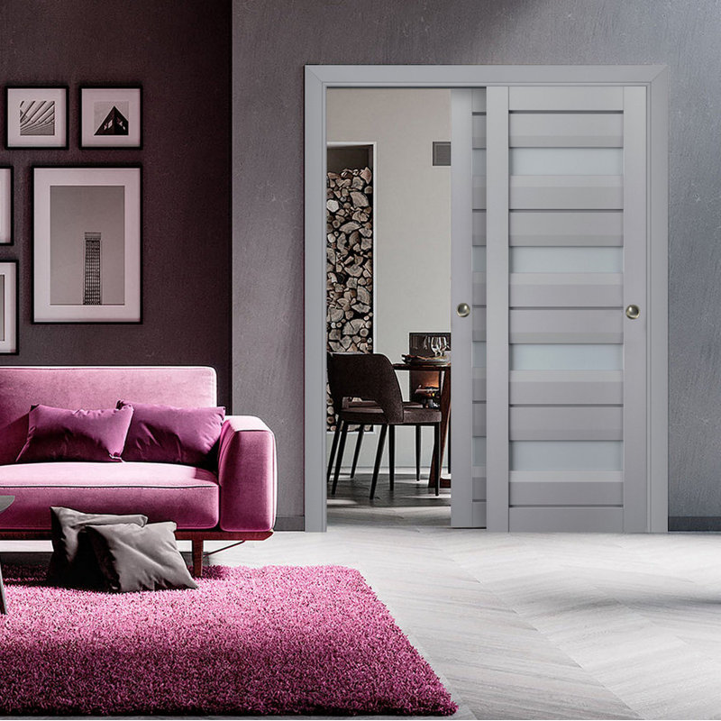 Portes de placard Veregio, 64 po x 80 po, Gris