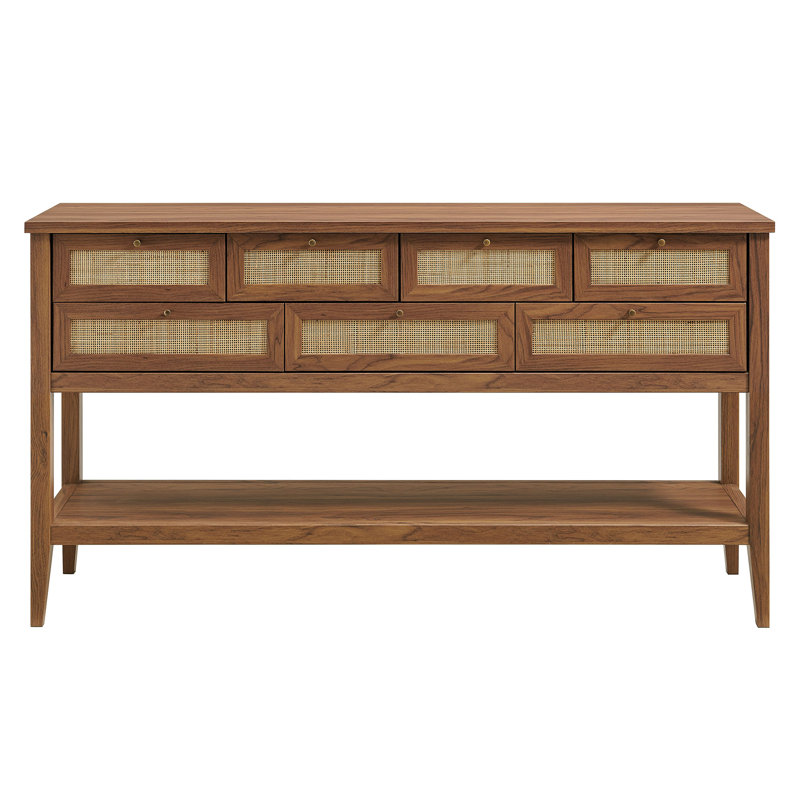 Console en rotin 62 po Soma, Noyer