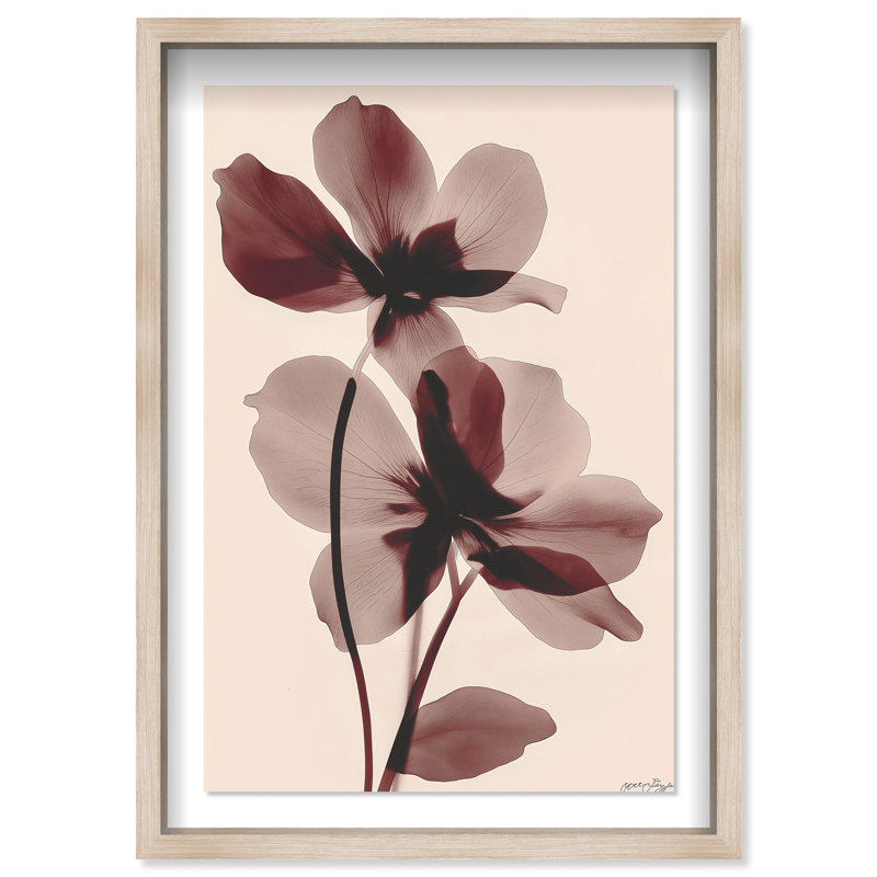 Crimson Coastline I Shadowbox Abstract Print by Oliver Gal, Black Frame, 10 x 15, 31.5"H x 21.5"W, Natural Oak Frame