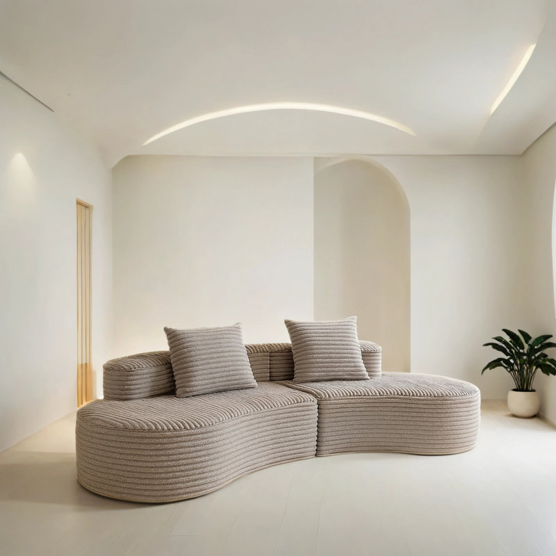 Canapé en tissu Corduroy, Brun