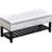44" Tufted Faux Leather Ottoman Storage Bench With Shoe R...