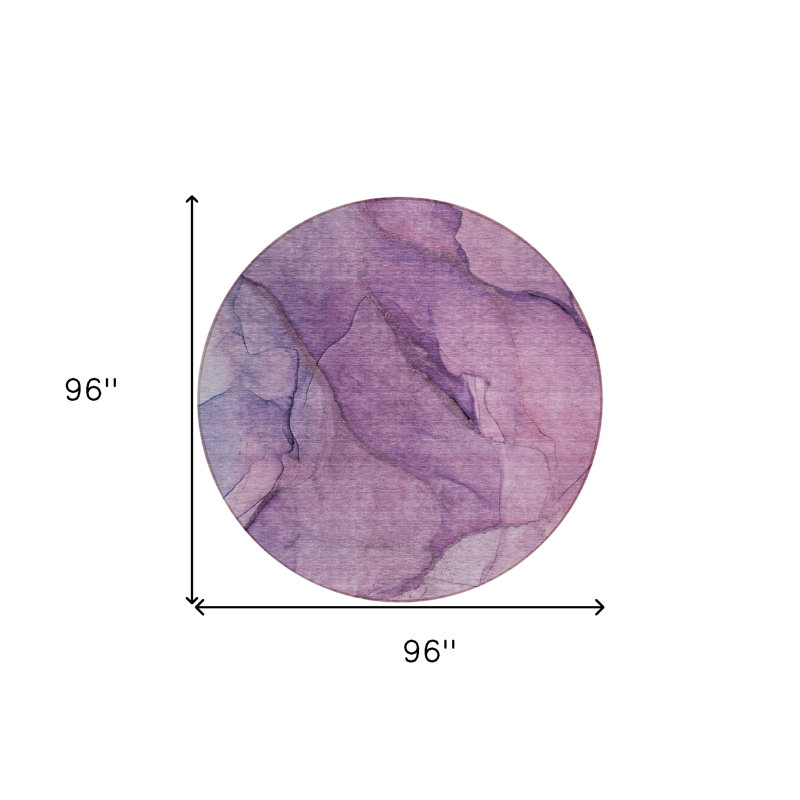 Tapis rond lavable abstrait lilas et lavande 8 po