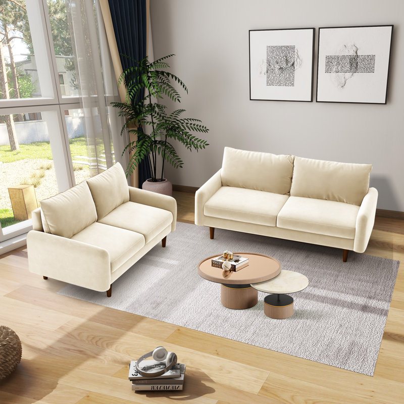 Bras rond en velours 72 po Ribaldo, Velours beige