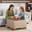 23.2" W Upholstered Square Storage Ottoman with Wooden Tray-2145034982-2136466420