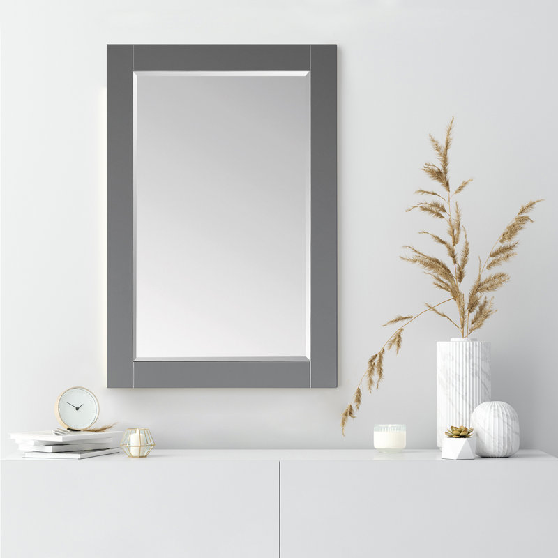 Ivy Wood Wall Mirror, 36" x 24", Gray