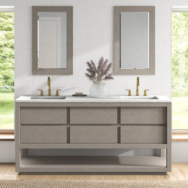 Gracie Oaks Twanda 72'' Free Standing Double Bathroom Vanity with Carrara  Marble Top