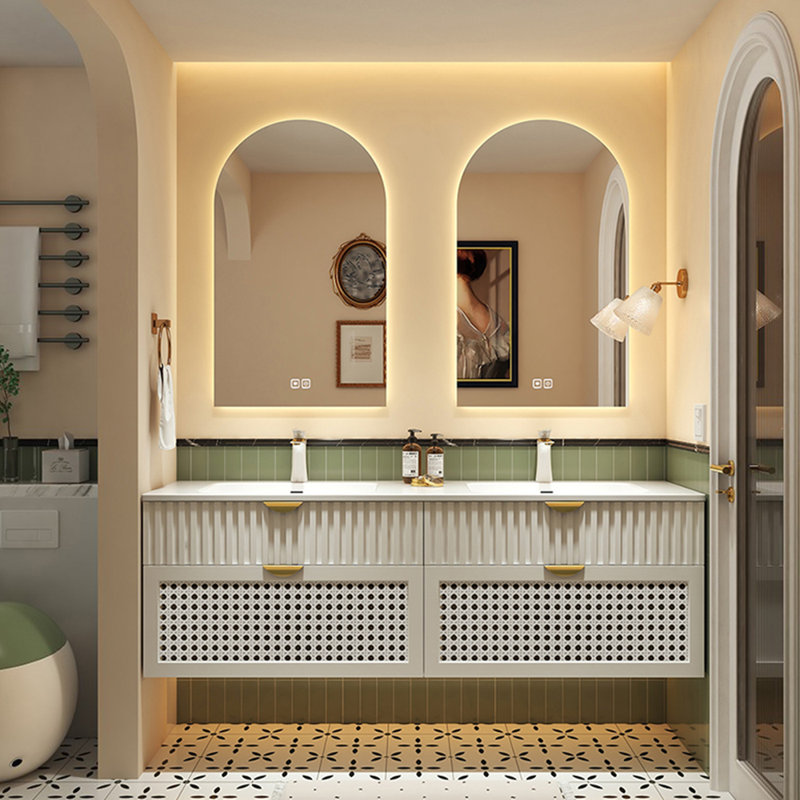 Nordic style simple bathroom cabinet, 19.7" H x 59" W x 19.7" D
