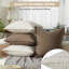 Ensemble de 4 housses de coussin, lin naturel 18 x 18 po, 2 kaki / 2 café-124323939