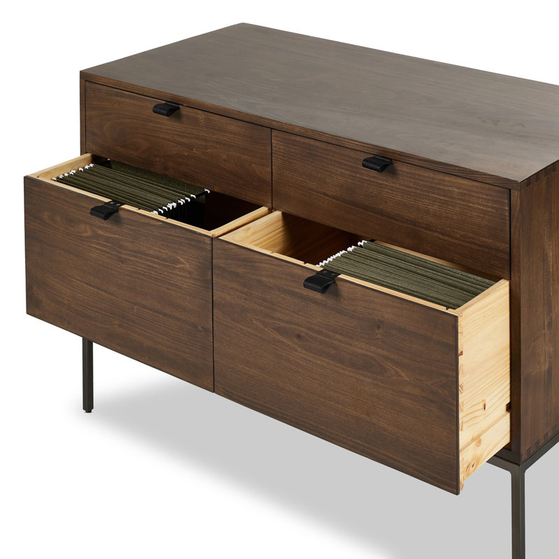 Trey 4 - Drawer Solid Wood File Cabinet, Brown