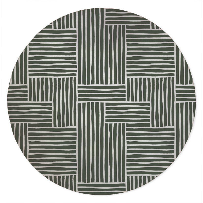 Grid Puz Non-Slip Outdoor Rug, Round 5'