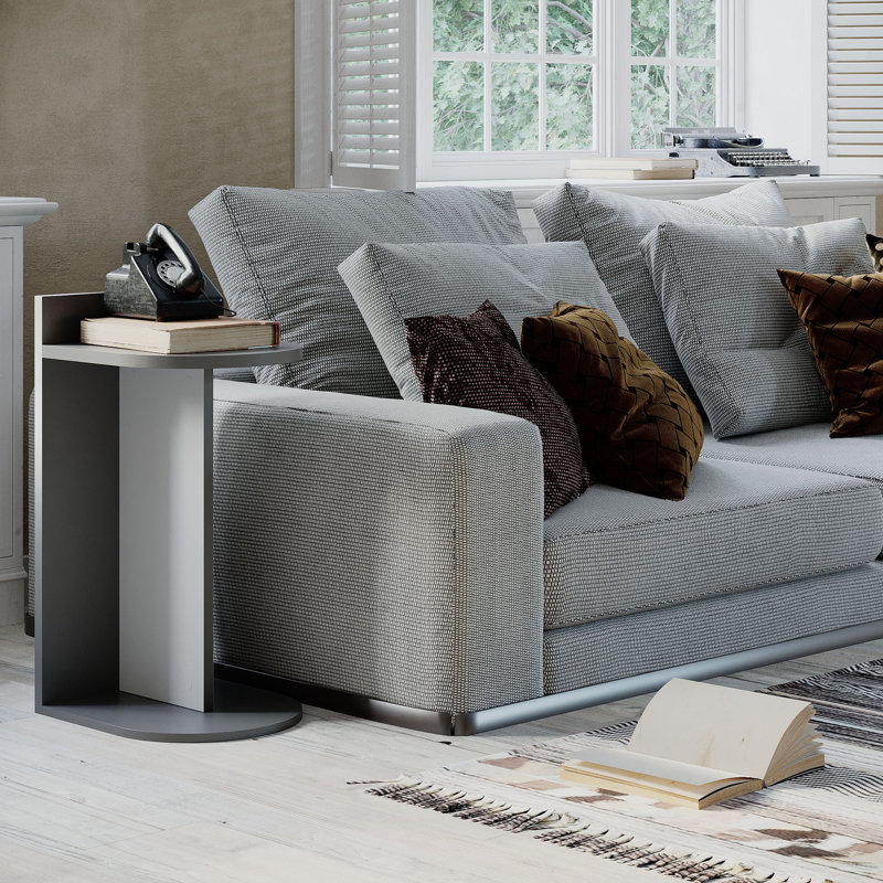 Americo Geometric End Table, Anthracite/White