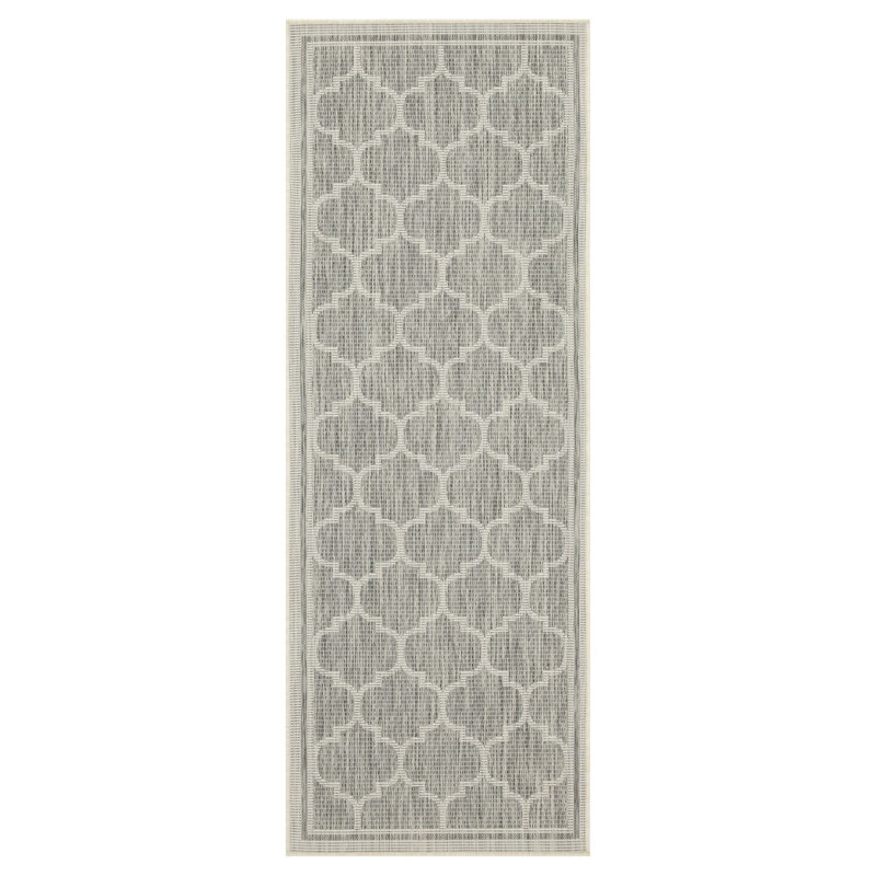 Argent 2 pi 7 po X 7 pi 3 po Tapis intérieur / extérieur, Tapis de couloir 2 pi 7 po x 7 pi 3 po