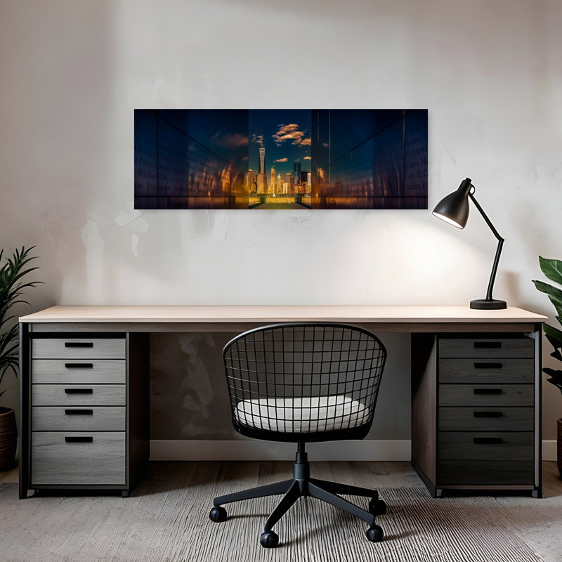 Monument de New York, horizon moderne, architecture abstraite, art mural, H 12 po x l 36 po