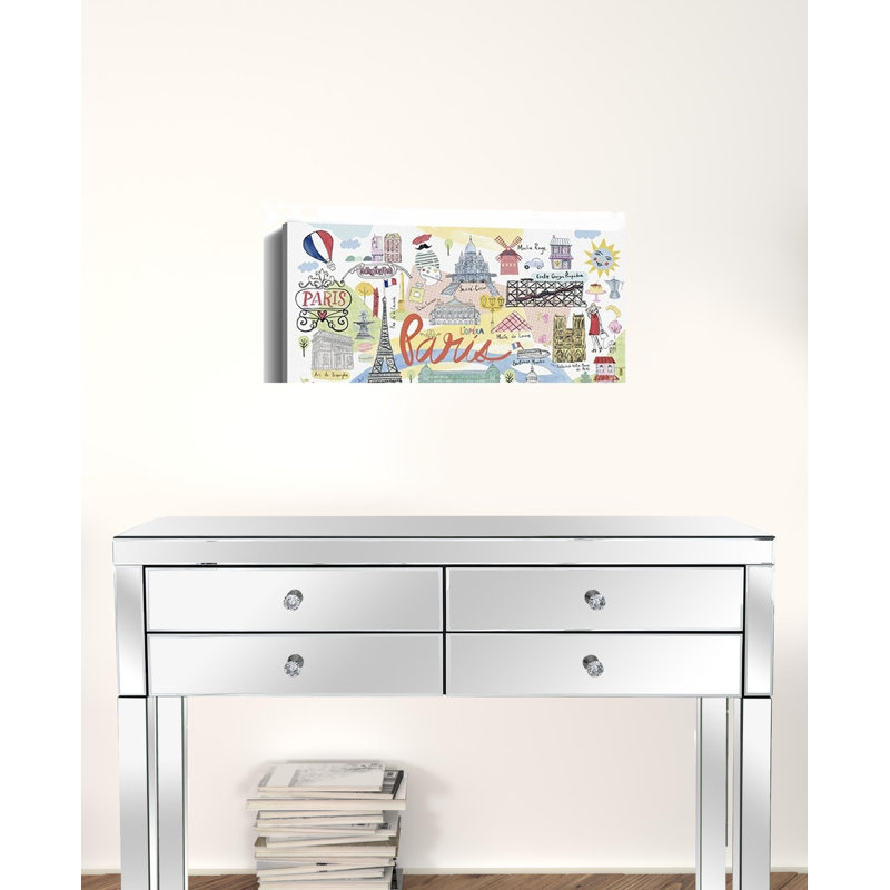 Fun Illustrated Paris Map Print Wall Art