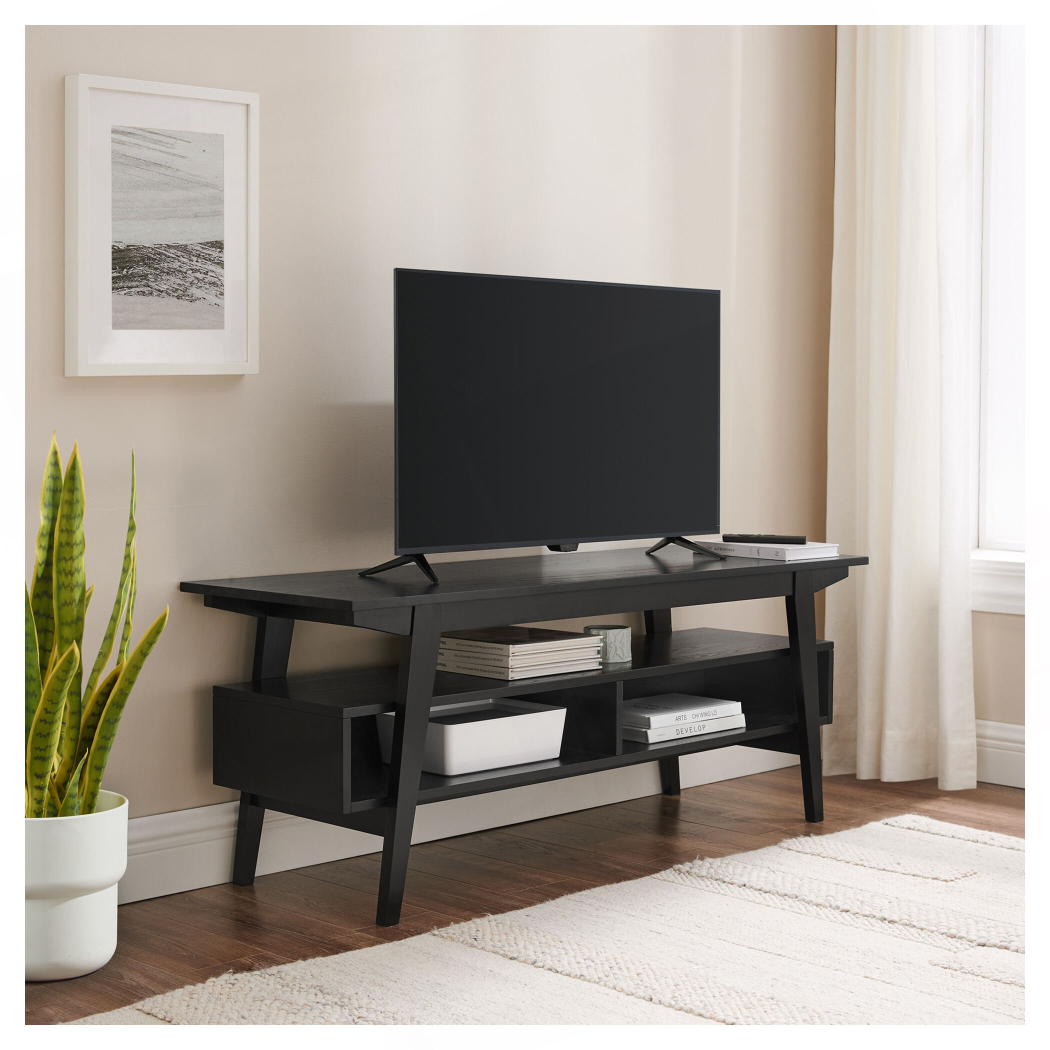 George Oliver Japandi Minimal Solid Wood TV Stand for TVs up to 50 ...