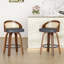 Ensemble de 2 tabourets de bar pivotants, structure en bois moderne avec dossier en rotin, tabouret en cuir de polyuréthane pour comptoir de cuisine, tabourets de bar rembourrés de style Mid-Century avec repose-pieds, tabourets de comptoir industriels-848910187