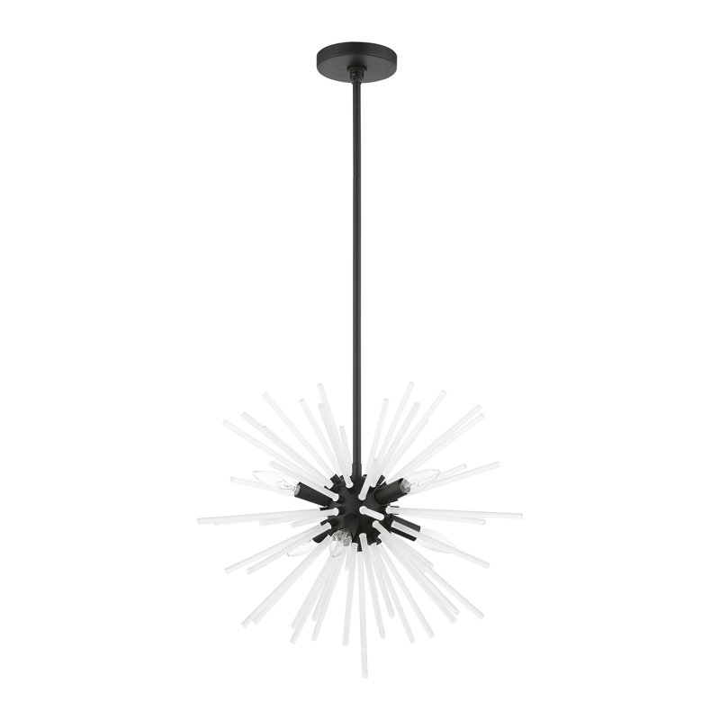 Lustre sphérique spoutnik à 8 lumières Ryzen, Noir, noir, noir, noir, H 50,75 po x l 20 po x P 20 po