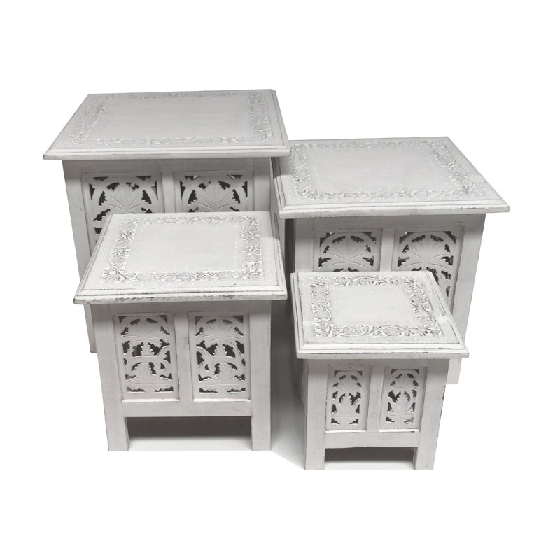 Abbey End Table, White, 46cm H x 45cm W x 45cm D
