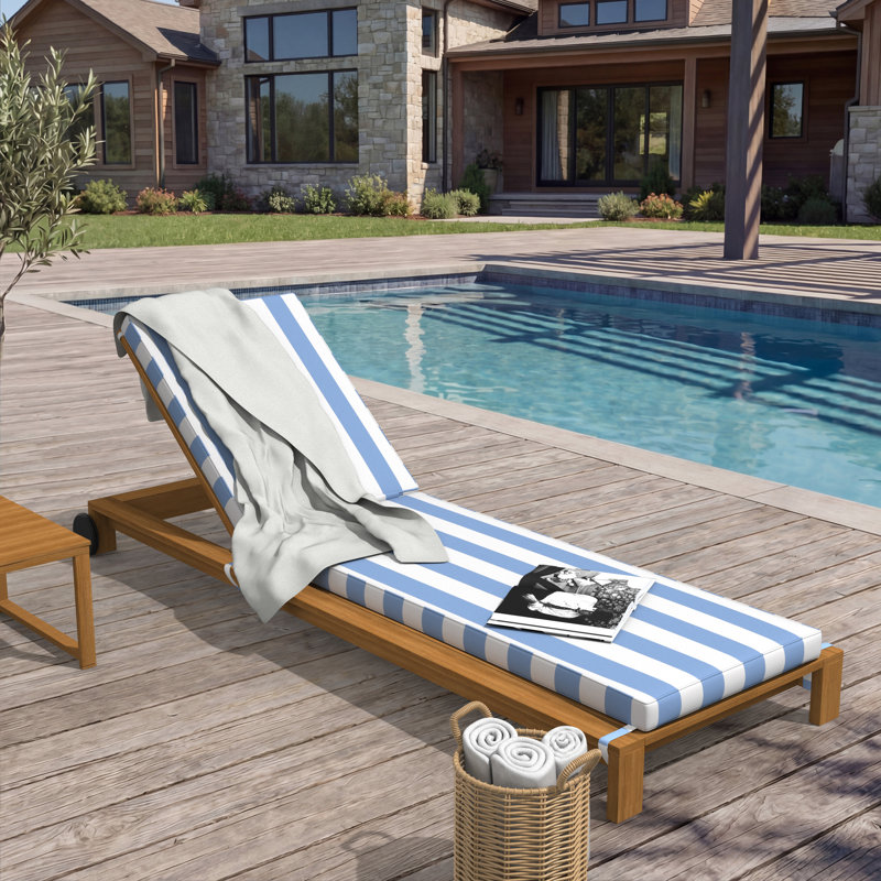 Outdoor Chaise Cushion With Sunbrella Fabric, 21" W x 78" D, Sunbrella® Refuge Ocean