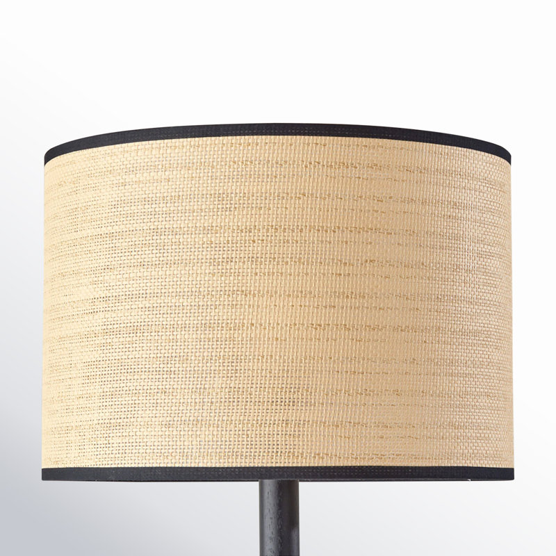 Lampe sur pied 58 po Phipps, Noir, Tissé naturel / bordure noire