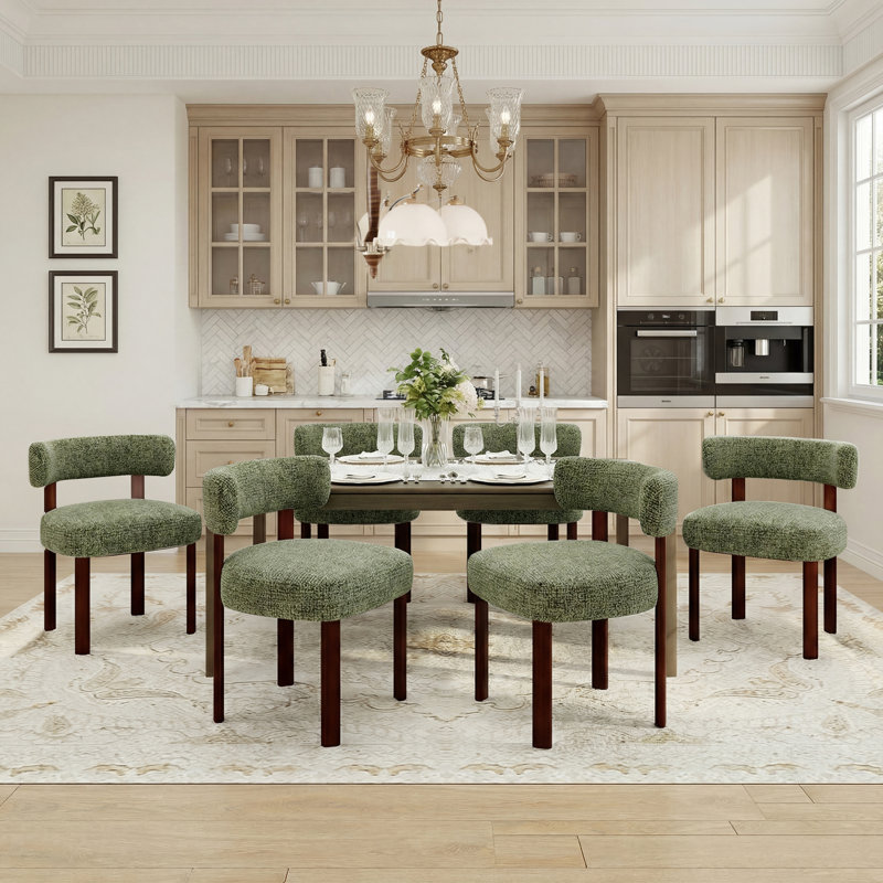 48.5cm H Upholstered Upholstered Back Side Chair, Green Fabric