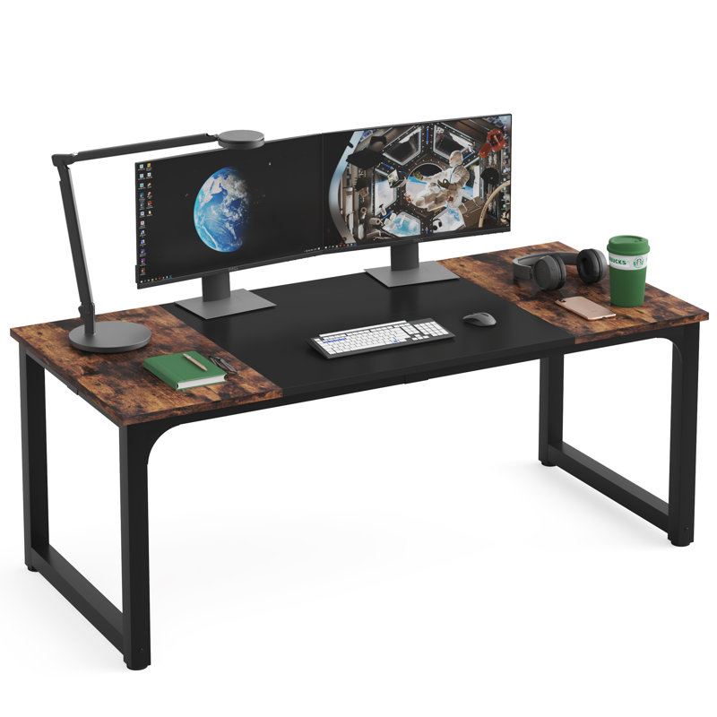 Dorether 180Cm Rectangle Computer Desk, Brown/Black
