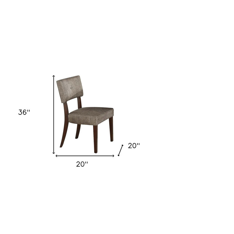 Set of Two Tufted Grey And Brown Upholstered Fabric Open Back Dining Side Chairs
