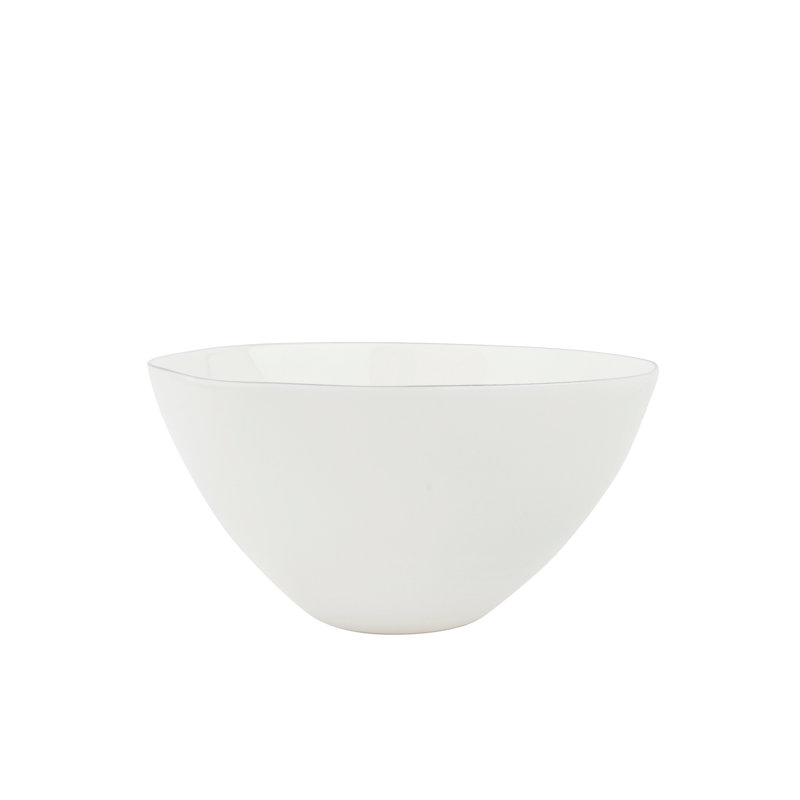 Abbesses 4 Piece Rice Bowl Set, White/Platinum