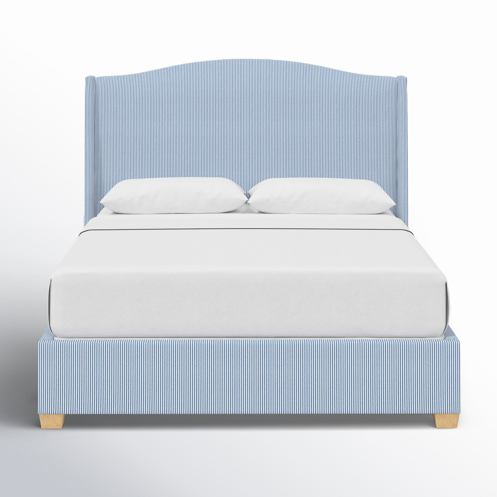 Allis Wingback Bed, Full, Prep Stripe Blue