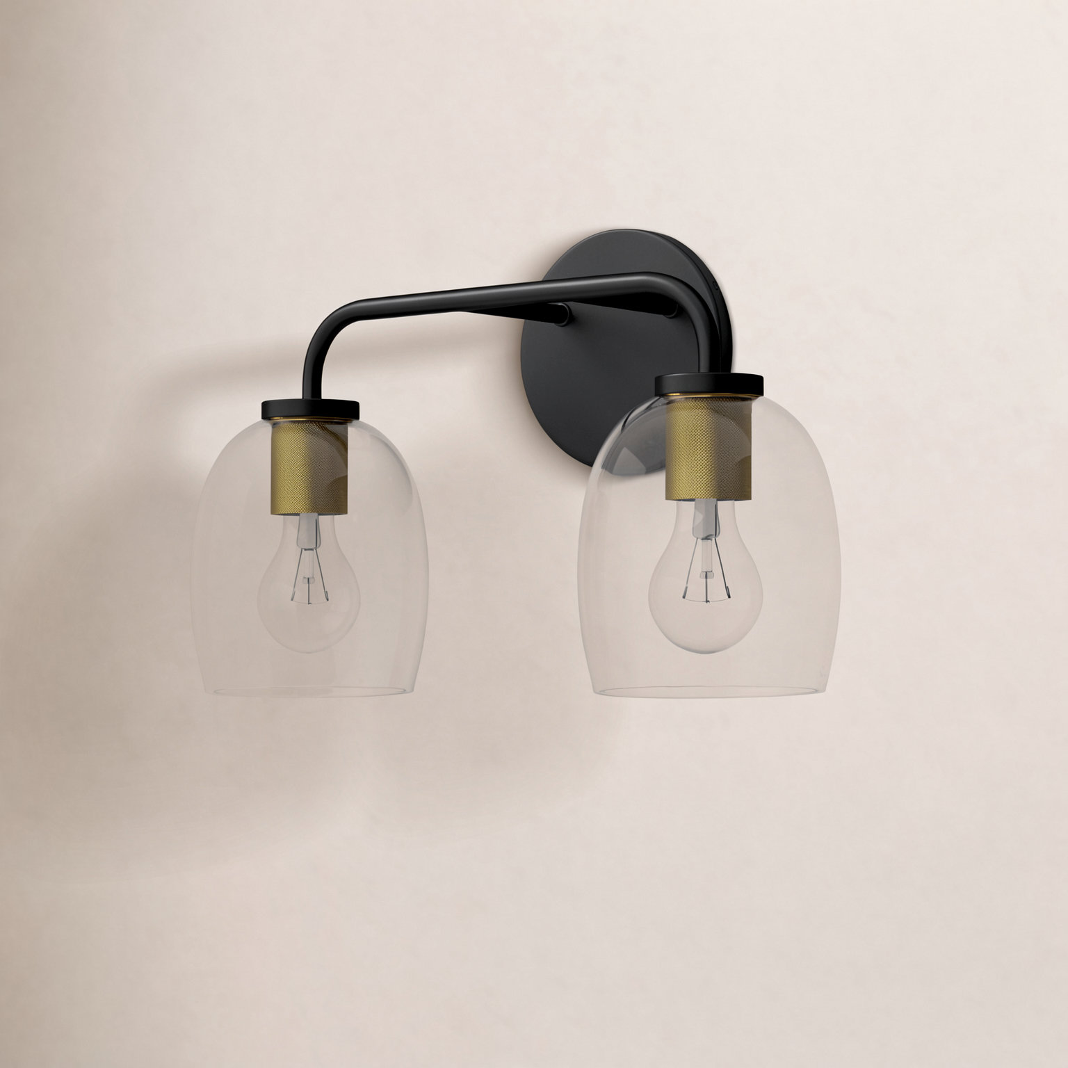 Jed 2 Light Dimmable Vanity Light, Black