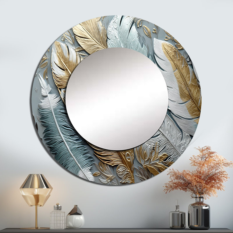 Quandra Gold Gilded Feathers V - Glam Feather, 23 po x 23 po