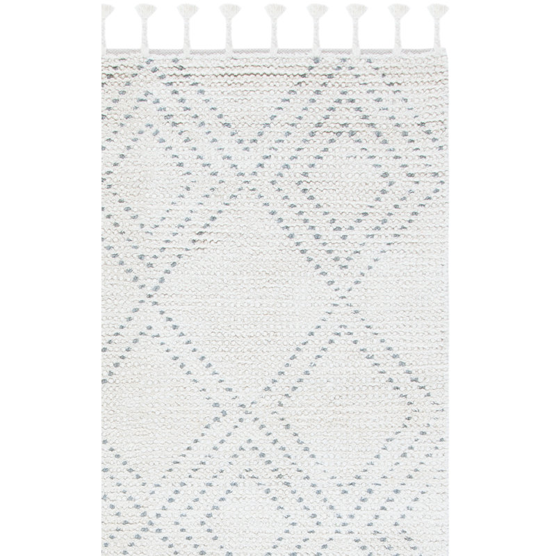 Tapis gris / ivoire en laine / coton tissé à la main Meisel, Rectangle 8 pi x 10 pi