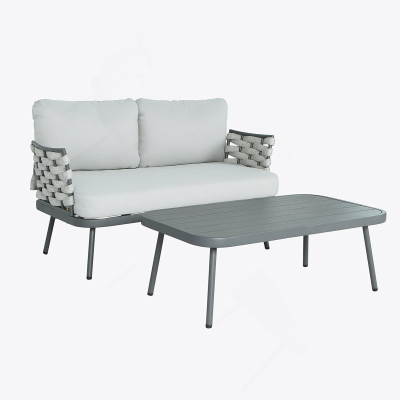 Causeuse et table en acier, gris