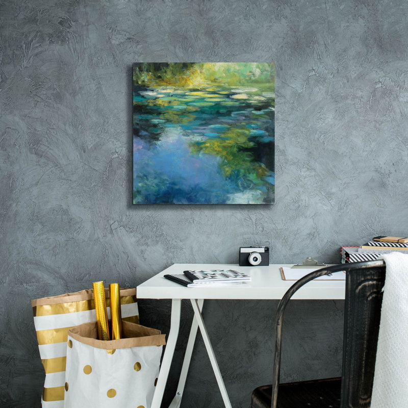 «Water Lilies 3» par Julia Purinton, art mural sur toile, 26 po x 26 po, H 18 po x l 18 po x P 0,75 po