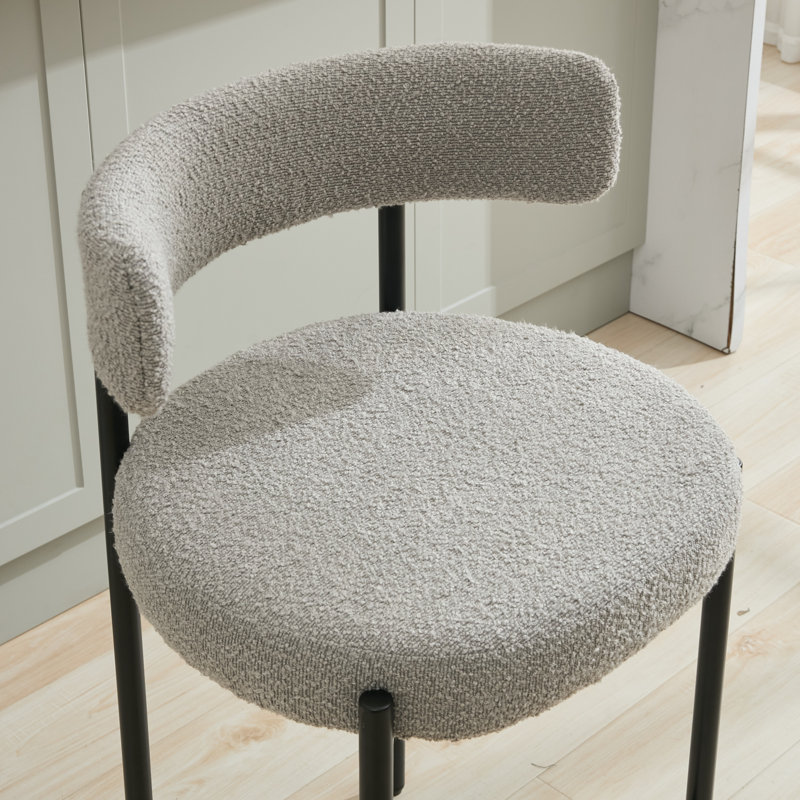 Tabouret de comptoir à dossier bas 24 po Najira, Polyester gris, 3, Noir, noir, noir, noir