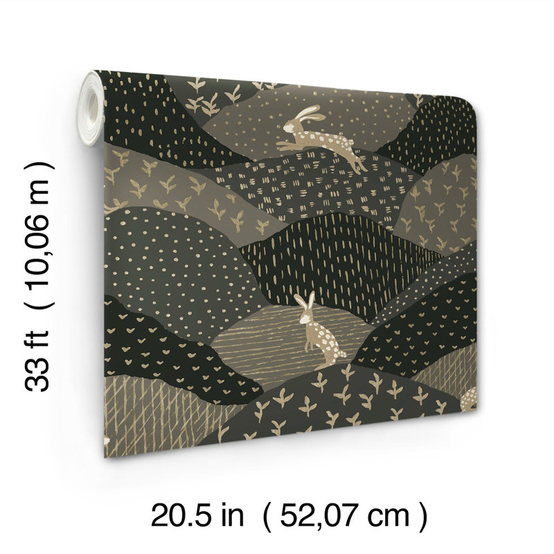 Peter Black Rabbit Fields Wallpaper, Black