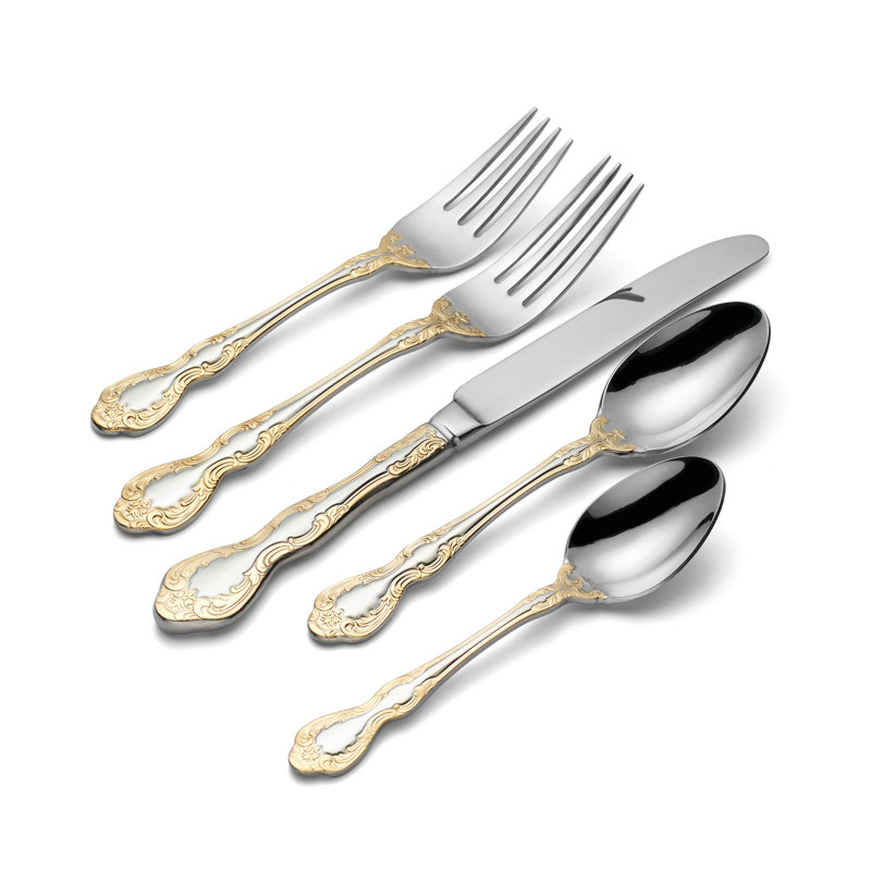 Golden Mandolina 45 Piece Fine Flatware Set