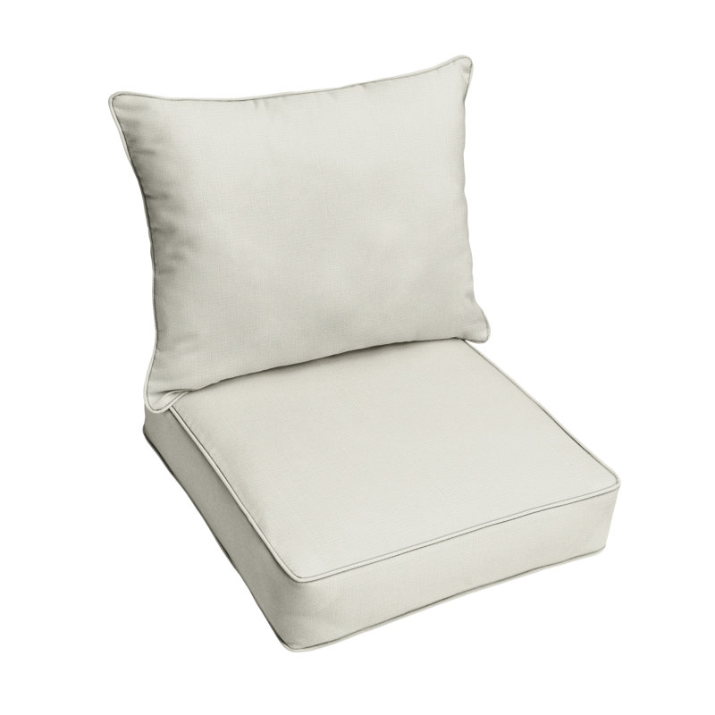 Outdoor Solid Corded Deep Seating Pillow and Cushion Set, 22.5 in W x 22.5 in D x 5 in H, Richloom - Rave Ivory