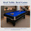 Table de billard et de ping-pong combinée Hathaway Spartan - Table de jeu 2 en 1 avec plateau de ping-pong amovible - Ensemble d'accessoires complet - Coins chromés, finition noire, tapis bleu