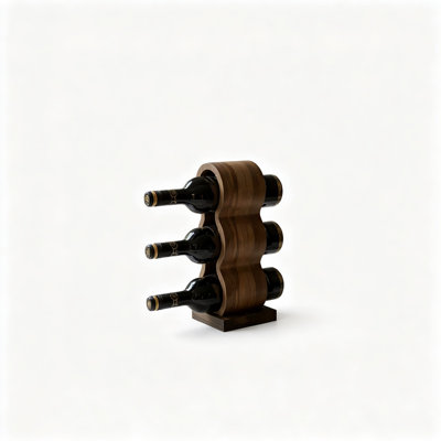 Wooden Countertop Wine Rack, 3 Bottles (Wallnut)