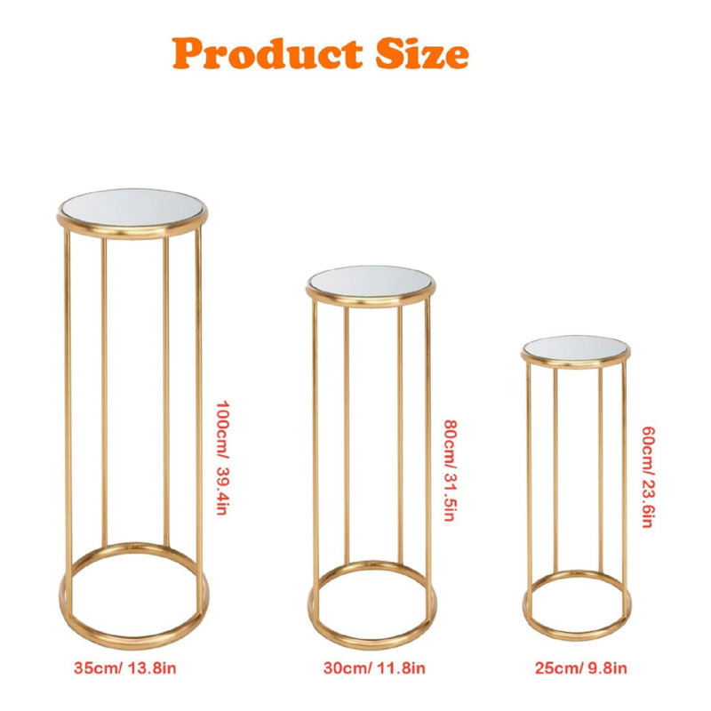 Metal Round Cake Pedestal Tables 3 Pcs for Wedding Display