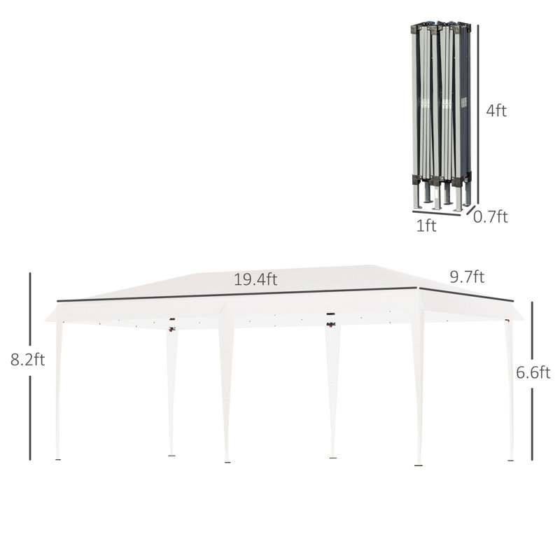19 Ft. White Steel UV Resistant Pop-Up Canopy Tent