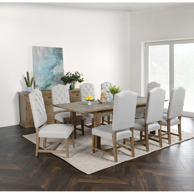 Delphine Extendable Solid Reclaimed Wood Dining Table, Distressed Brown