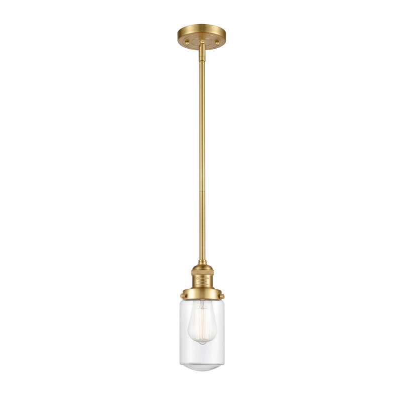 Saroyan 1 - Light Single Pendant, Brushed Satin Nickel, 6 Watt Vinage LED Bulb, Clear