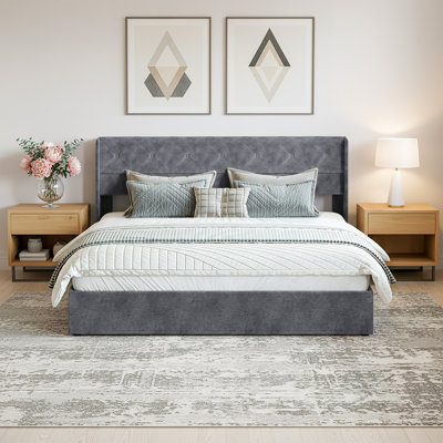 Hydraulic Lift Up Storage Upholstered Platform Bed