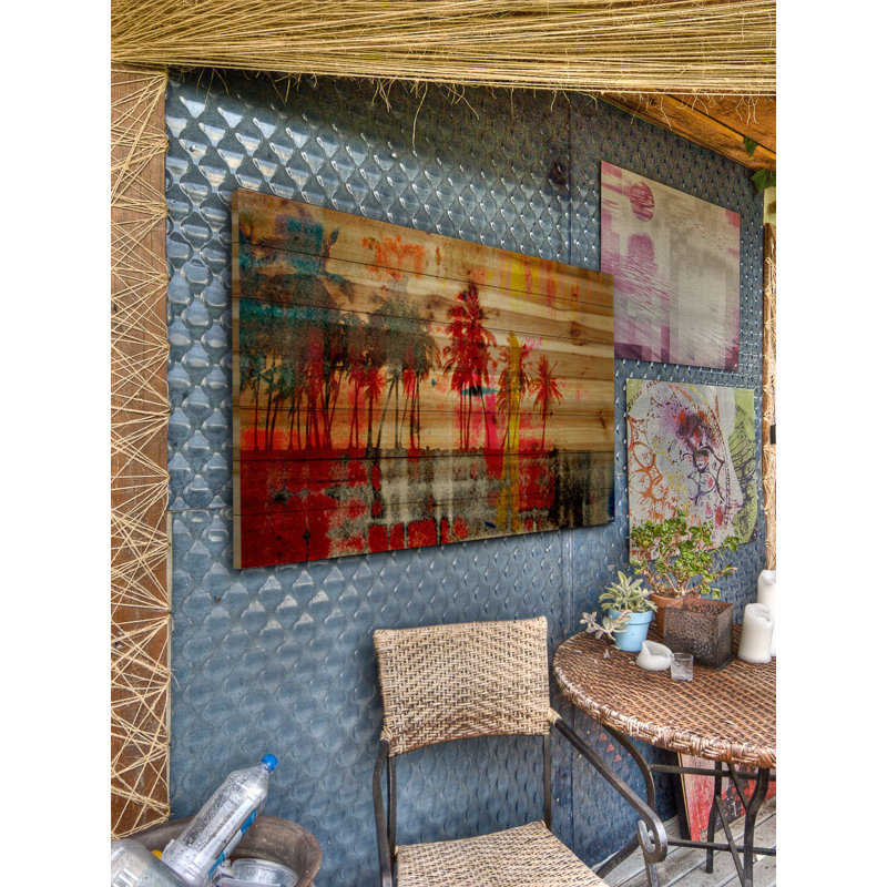 «Abbott Kinney» par Parvez Taj, reproduction d'art sur bois de pin naturel, 40 po x 60 po