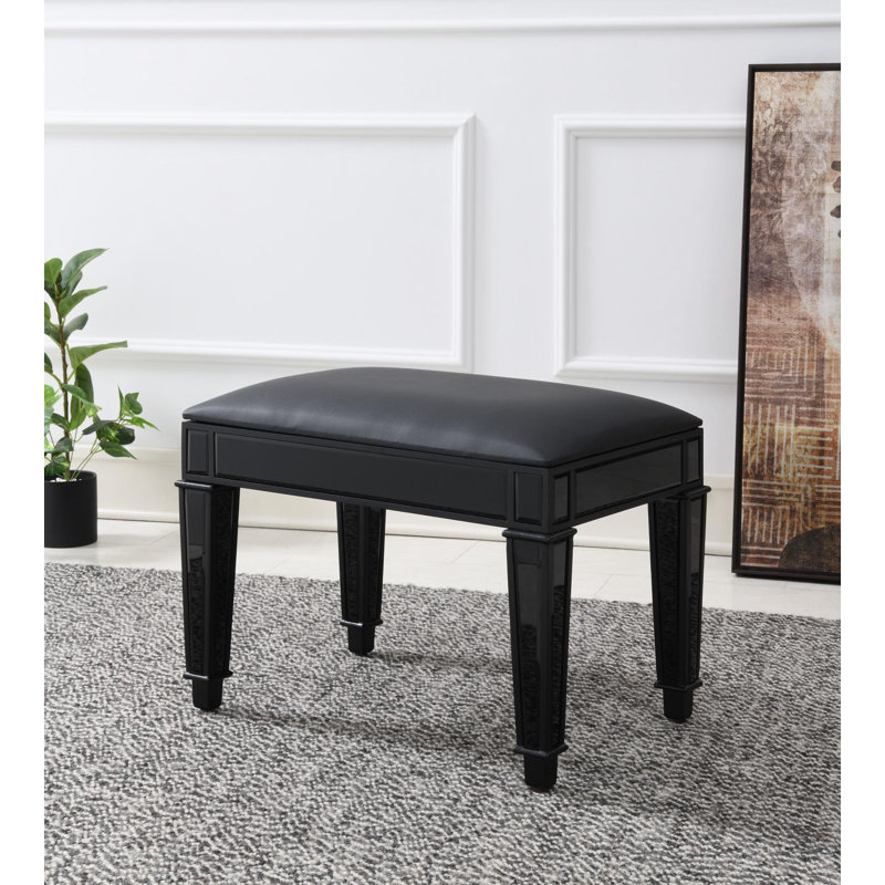 Tabouret de coiffeuse en bois noir